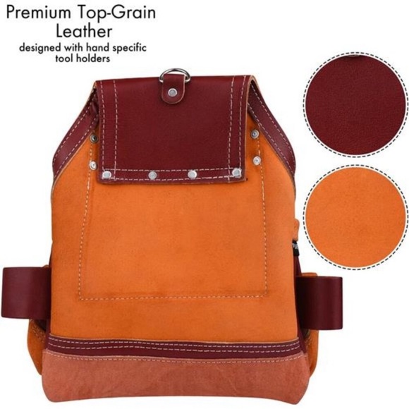 Leather Tool Pouch for Carpenters 5 Pocket Framers Belt Bag Kit | Heavy Duty Bag - Picture 4 of 8